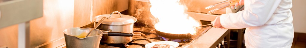 commercial kitchen fire with fire suppression system installed